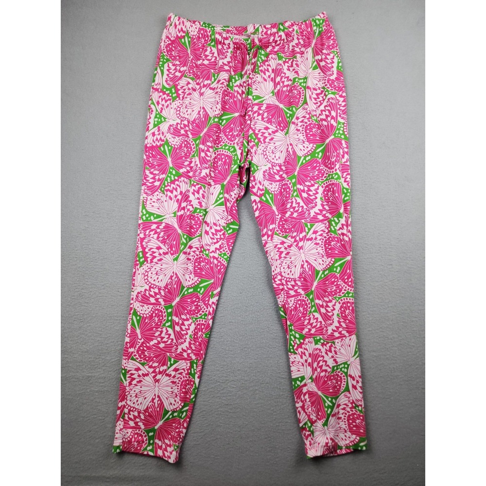 Brooks Brothers Pajama Set Womens M Pink Butterfly Print Jersey Lounge Sleepwear